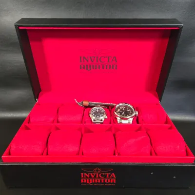 LOT 45L: Invicta Russian Diver GMT Watch, Fossil Aeroflite Watch, Leather Fossil Watch Band, and Invicta Aviator Collection Watch Case