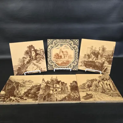LOT 51L: Antique Minton Hollins Pictorial Tile Victorian Staffordshire Ceramic Pottery and Other Ceramic Tiles