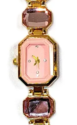 Sale Photo Thumbnail #164: OCTOGON PINK DIAL WATCH with BAND: (Beveled Clear Rectangle Stones 7¾") DIAL: (½"  Pink + OCTOGON) BATTERY: Button 20 mm  *EXTRA BATTERY INCL.*
ALL ITEMS SHIPPED FREE