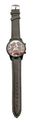 Sale Photo Thumbnail #107: RED & BLACK "SKULL" WATCH + Luminescent Hands-BAND: (Black 9" Faux Leather) DIAL: (1½" Black, Round, Black Edge) BATTERY: Button 20 mm  *EXTRA BATTERY INCL.*
ALL ITEMS SHIPPED FREE