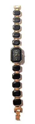 Sale Photo Thumbnail #82: BLACK Long-Style Octagon DIAL WATCH with Beveled Black Rectangle Stones BAND with Push Snap Closure + (2½"  Opening) **EXTRA BATTERY INCLUDED**
QUARTZ
Non-rechargeable Battery
Brand: ALPHYNIX
ALL ITEMS SHIPPED FREE