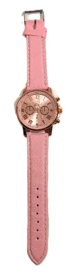 Sale Photo Thumbnail #28: PINK Double Dials WATCH + Luminescent Hands-BAND: (Pink 9" Faux Leather) DIAL: (1½" Pink, Round, Rose Gold Edge) BRAND: (Geneva) BATTERY: Button 20 mm  *EXTRA BATTERY INCL.*
ALL ITEMS SHIPPED FREE