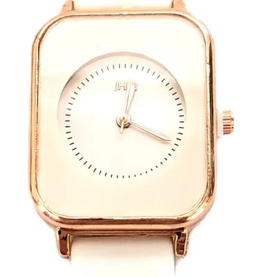"RECTANGLE BEIGE & WHITE" WATCH with BAND: (White / Rubber 9") DIAL: (1" Simple Design + RECTANGLE) BATTERY:...