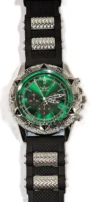 Sale Photo Thumbnail #128: GREEN Triple Dial Inserts WATCH with BAND: (Black/Metal Accents 10") DIAL: (1½", Green + Round) BRAND: (MSCXDK) BATTERY: Button 20 mm  *EXTRA BATTERY INCL.*
ALL ITEMS SHIPPED FREE