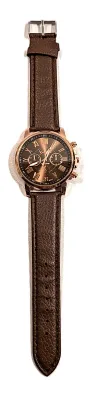 Sale Photo Thumbnail #207: BROWN Double Dials WATCH + Luminescent Hands-BAND: (Brown 9" Faux Leather) DIAL: (1½" Brown, Round, Rose Gold Edge) BRAND: (Geneva) BATTERY: Button 20 mm  *EXTRA BATTERY INCL.*
ALL ITEMS SHIPPED FREE