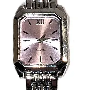 Sale Photo Thumbnail #194: PINK Colored DIAL WATCH with BAND: (Silver Tone Segments, 7") DIAL: (1" Pink + Rectangle) BATTERY: Button 20 mm  *EXTRA BATTERY INCL.*
ALL ITEMS SHIPPED FREE