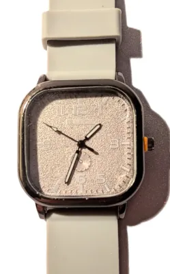 "SQUARE GRAY" WATCH with BAND: (GRAY / Rubber 9") DIAL: (1¼" Luminescent Hands, Black Surround, SQUARE) BATTERY:...