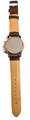 Sale Photo Thumbnail #208: BROWN Double Dials WATCH + Luminescent Hands-BAND: (Brown 9" Faux Leather) DIAL: (1½" Brown, Round, Rose Gold Edge) BRAND: (Geneva) BATTERY: Button 20 mm  *EXTRA BATTERY INCL.*
ALL ITEMS SHIPPED FREE