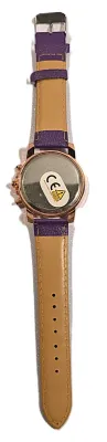 Sale Photo Thumbnail #212: PURPLE Double Dials WATCH + Luminescent Hands-BAND: (Purple 9" Faux Leather) DIAL: (1½" Purple, Round, Rose Gold Edge) BRAND: (Geneva) BATTERY: Button 20 mm  *EXTRA BATTERY INCL.*
ALL ITEMS SHIPPED FREE