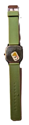 "SQUARE GREEN" WATCH with BAND: (GREEN / Rubber 9") DIAL: (1¼" Luminescent Hands, Black Surround, SQUARE) BRAND:...