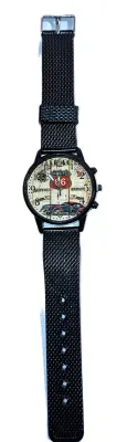 Sale Photo Thumbnail #229: "ROUTE 66" WATCH with BAND: (Black / Glossy Dimpled Rubber 9") DIAL: (1½"  Auto Design + ROUND) BATTERY: Button 20 mm  *EXTRA BATTERY INCL.*
ALL ITEMS SHIPPED FREE