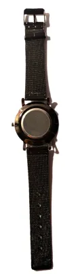 "BLUE BOTTOM OF THE WELL" WATCH with BAND: (Flexible Metal "MESH" BLACK Tone 9") DIAL: (1½" Well + ROUND)...