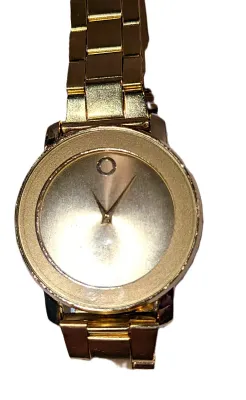 "UNADORNED SIMPLICITY DIAL" WATCH with BAND: (GOLD TONE Metal - SNAP-OVER CLASP (2½" Opening)) DIAL: (1¼" GOLD TONE...