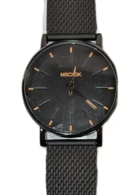 Classic Black WATCH with DIAL (1½", ORANGE Minute Lines, Round + Black Frame) BAND: (Black 9½" Rubber) BRAND: (MSCXDK) BATTERY:...