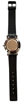 "RED RIBBON GIFT BOX" WATCH with BAND: (Flexible Metal "MESH" BLACK Tone 9") DIAL: (1½" Red Ribbon + ROUND)...