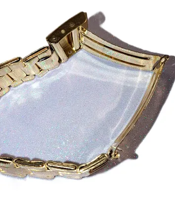 "UNADORNED SIMPLICITY DIAL" WATCH with BAND: (GOLD TONE Metal - SNAP-OVER CLASP (2½" Opening)) DIAL: (1¼" GOLD TONE...