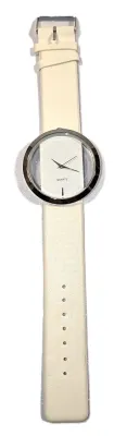 Sale Photo Thumbnail #142: WHITE "CLEAR DIAL" WATCH with BAND: (White/Faux Leather 8¾") DIAL: (2"  CLEAR + ROUND) BATTERY: Button 20 mm  *EXTRA BATTERY INCL.*
ALL ITEMS SHIPPED FREE