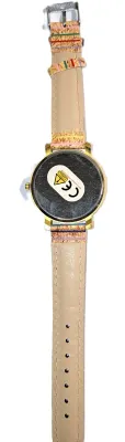 Sale Photo Thumbnail #238: "GREEN & BEIGE CURLS" WATCH with BAND: (Multicolor STRIPED / Faux Leather 9") DIAL: (1½"  Graphic Design with Gold Color Surround  + ROUND) BATTERY: Button 20 mm  *EXTRA BATTERY INCL.*
ALL ITEMS SHIPPED FREE