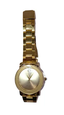 "UNADORNED SIMPLICITY DIAL" WATCH with BAND: (GOLD TONE Metal - SNAP-OVER CLASP (2½" Opening)) DIAL: (1¼" GOLD TONE...