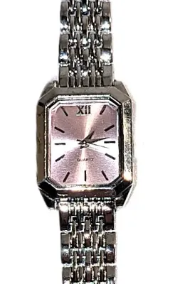 Sale Photo Thumbnail #193: PINK Colored DIAL WATCH with BAND: (Silver Tone Segments, 7") DIAL: (1" Pink + Rectangle) BATTERY: Button 20 mm  *EXTRA BATTERY INCL.*
ALL ITEMS SHIPPED FREE