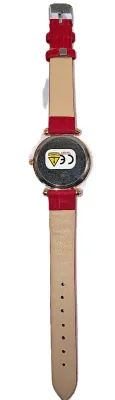 *JEWELED RED HEART" WATCH with BAND: (RED/Rubber 8¾") DIAL: (1½" RED, Luminescent Hands, Gold Tone Surround + ROUND)...