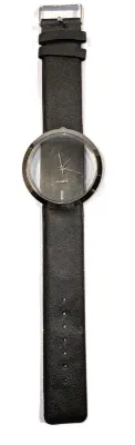 Sale Photo Thumbnail #146: BLACK "CLEAR DIAL" WATCH with BAND: (Black/Faux Leather 8¾") DIAL: (2"  CLEAR + ROUND) BATTERY: Button 20 mm  *EXTRA BATTERY INCL.*
ALL ITEMS SHIPPED FREE