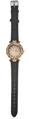 Sale Photo Thumbnail #245: "ROSE GOLD JEWELED STAR DIAL" WATCH with BAND: (Black / Faux Leather 9") DIAL: (1¼"   Jeweled Rose Gold Beveled Surround  + ROUND ) BATTERY: Button 20 mm  *EXTRA BATTERY INCL.*
ALL ITEMS SHIPPED FREE