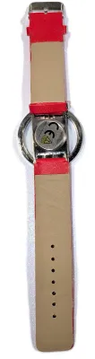 Sale Photo Thumbnail #151: RED "CLEAR DIAL" WATCH with BAND: (Red/Faux Leather 8¾") DIAL: (2"  CLEAR + ROUND) BATTERY: Button 20 mm  *EXTRA BATTERY INCL.*
ALL ITEMS SHIPPED FREE