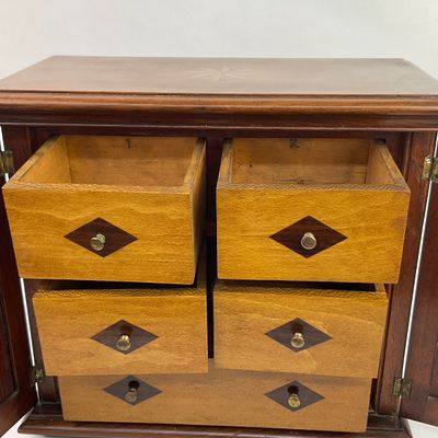 991 Antique Inlaid 5 Drawer Valuables Chest