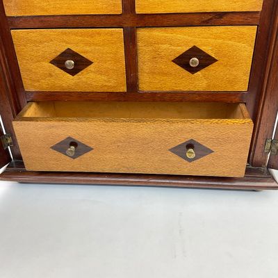 991 Antique Inlaid 5 Drawer Valuables Chest