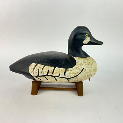 1022 Hand-Carved Common Goldeneye Drake Duck Decoy, Signed “CEH”