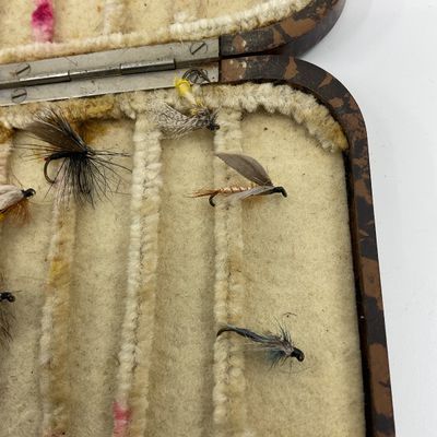 1054 Vintage Hardy Bros. Neroda Bakelite Fly Box with Trout Flies