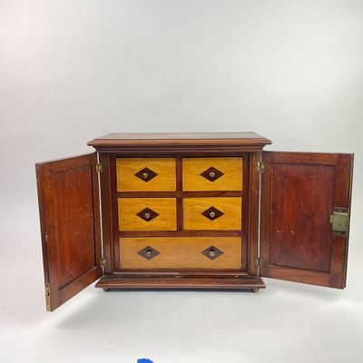 991 Antique Inlaid 5 Drawer Valuables Chest