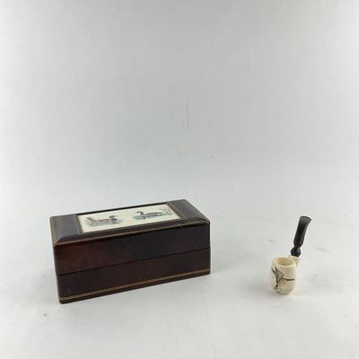 952 Decorated Duck Porcelain Pipe & Duck Wooden Box