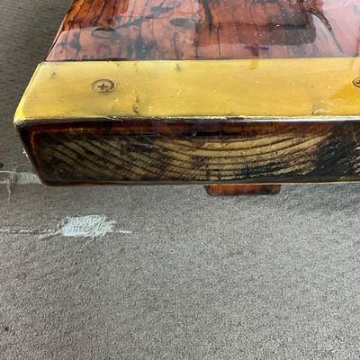 1015 S.S. Ernie Pyle 1945 Troop Ship Wood & Brass Coffee Table