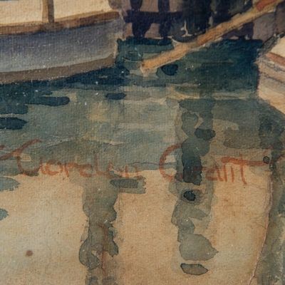 107 Gordon Hope Grant (1875-1962) Watercolor of Boat at Dock Scene