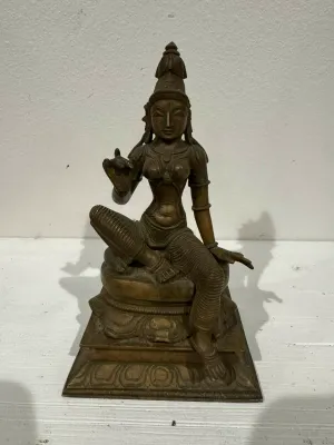 Vintage Cast Bronze Hindu Goddess Statue