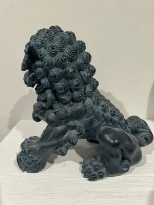 Chinese Foo Dog (Guardian Lion) Statue with Brocade Ball