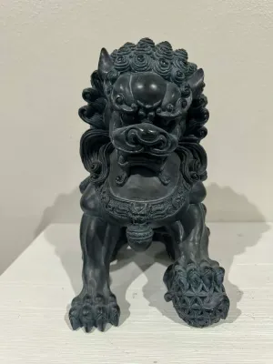 Chinese Foo Dog (Guardian Lion) Statue with Brocade Ball