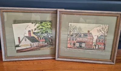 LOT 346L: New Castle Delaware Art by F.H. Jefferis-Dutch House & Packet Alley