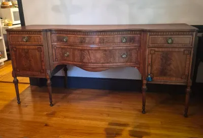 LOT 360D: Vintage Flame Mahogany Sideboard with Detailed Inlay