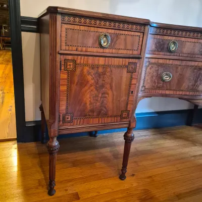 LOT 360D: Vintage Flame Mahogany Sideboard with Detailed Inlay