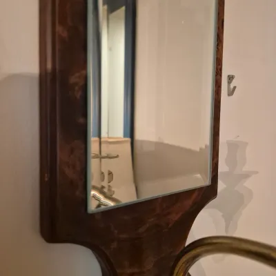 LOT 352L: Vintage Knob Creek Mahogany & Brass Mirrored Wall Sconce