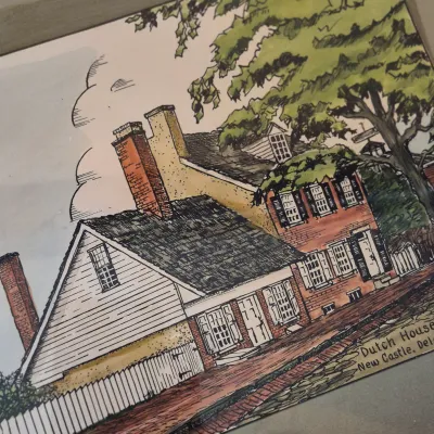 LOT 346L: New Castle Delaware Art by F.H. Jefferis-Dutch House & Packet Alley