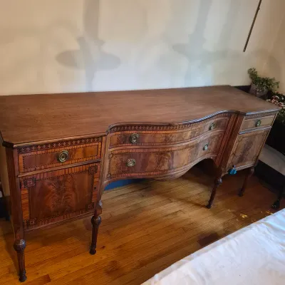 LOT 360D: Vintage Flame Mahogany Sideboard with Detailed Inlay