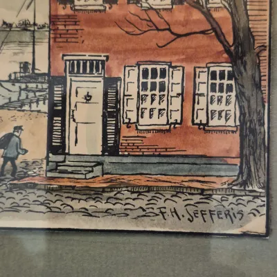 LOT 346L: New Castle Delaware Art by F.H. Jefferis-Dutch House & Packet Alley