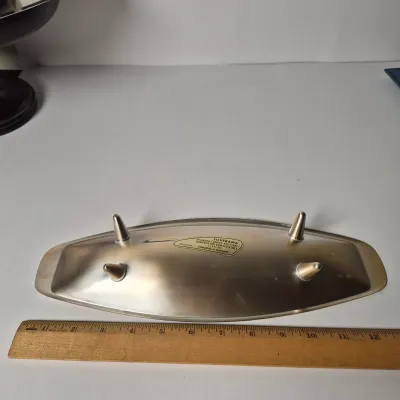 LOT 357K: Vintage MCM Silverama Dish, Teak Handled Set from Denmark, Royal Holland Pewter Set, Otagiri Hot Air Balloon Tray & More