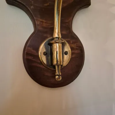 LOT 352L: Vintage Knob Creek Mahogany & Brass Mirrored Wall Sconce