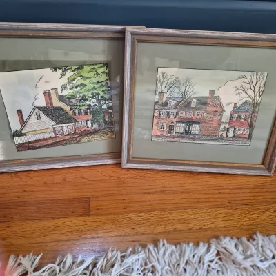 LOT 346L: New Castle Delaware Art by F.H. Jefferis-Dutch House & Packet Alley