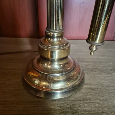 LOT 366B: Vintage Brass Student Table Lamp with Milk Glass Shade